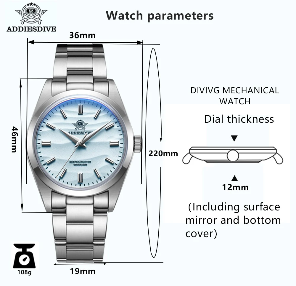 🔥WeeklyDeals🔥AAddiesdive 36mm Sand Dial Quartz Watch AD2030 - Image 12