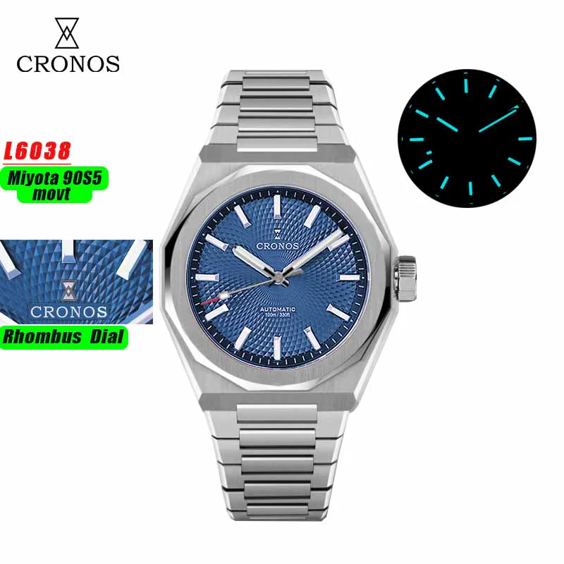Cronos 39mm Guilloche Dial Miyota9015 Men Watch L6038 - Image 20