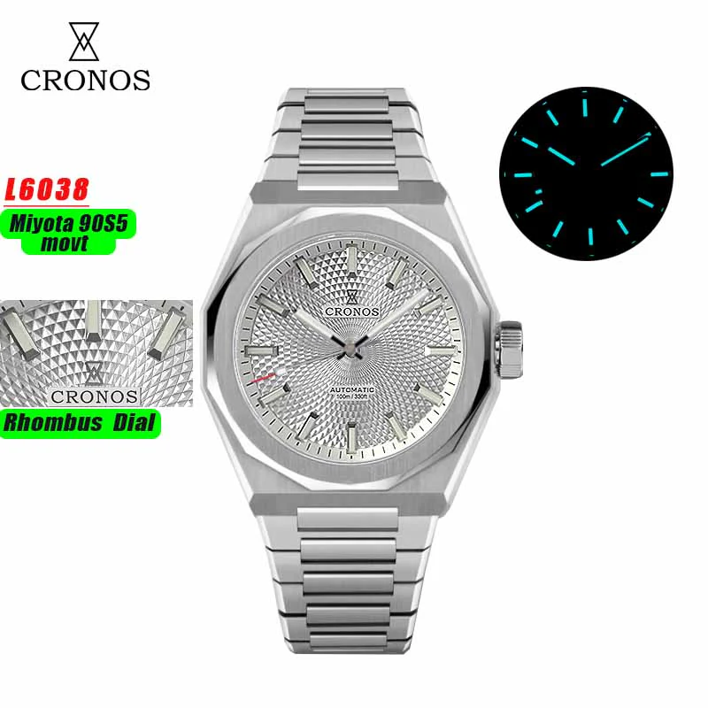 Cronos 39mm Guilloche Dial Miyota9015 Men Watch L6038 - Image 22