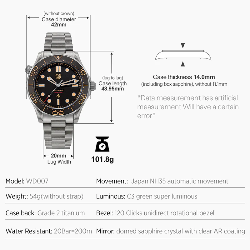 ★US-Pre-Owned★Watchdives WD007 42mm Titanium NTTD Dive Watch - Image 40