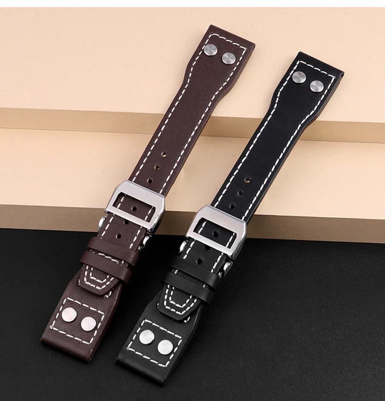 Genuine Leather Rivets Watchband For Big Pilot Watch - Image 19