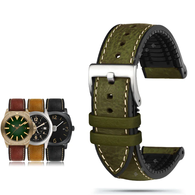 Italian Leather Fluorine Rubber Watch Bands - Image 21