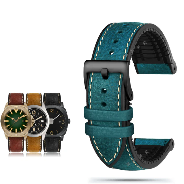 Italian Leather Fluorine Rubber Watch Bands - Image 23