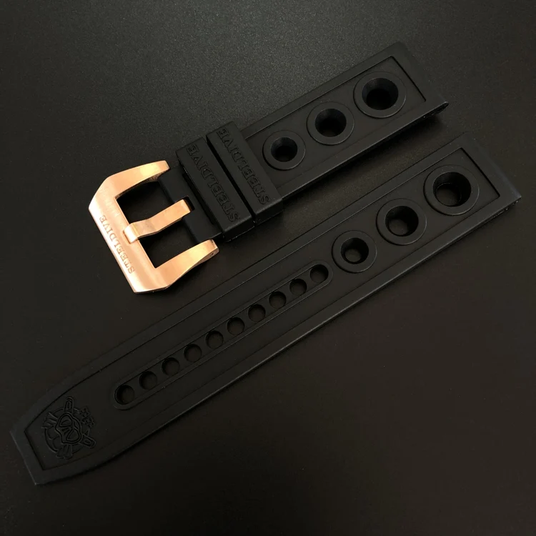 Steeldive Rubber Watch Strap with Cusn8 Bronze Buckle - Image 4