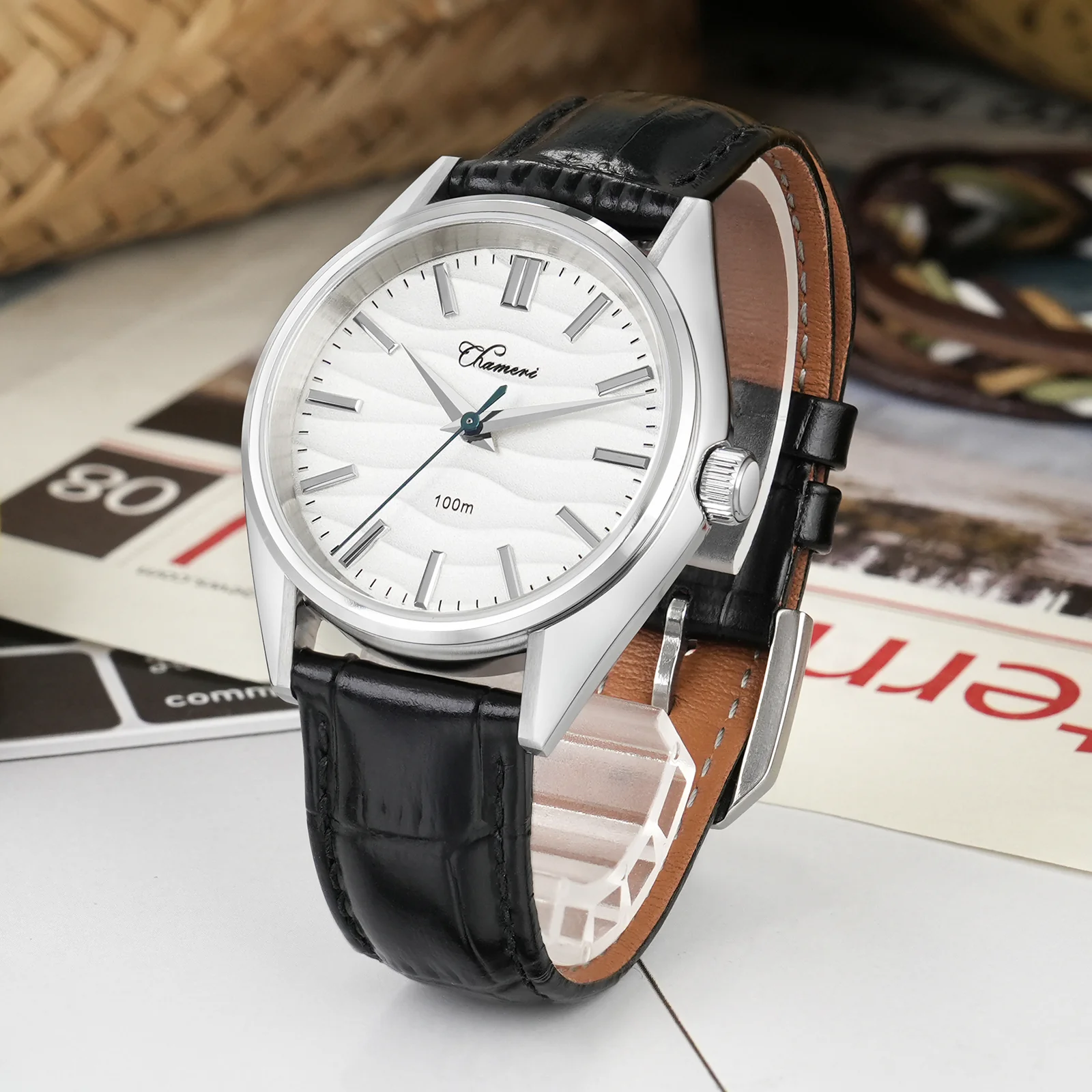 🔥Anniversary Sale🔥Chameri 37mm VH31 Sweep Second Quartz Watch GS04 - Image 12
