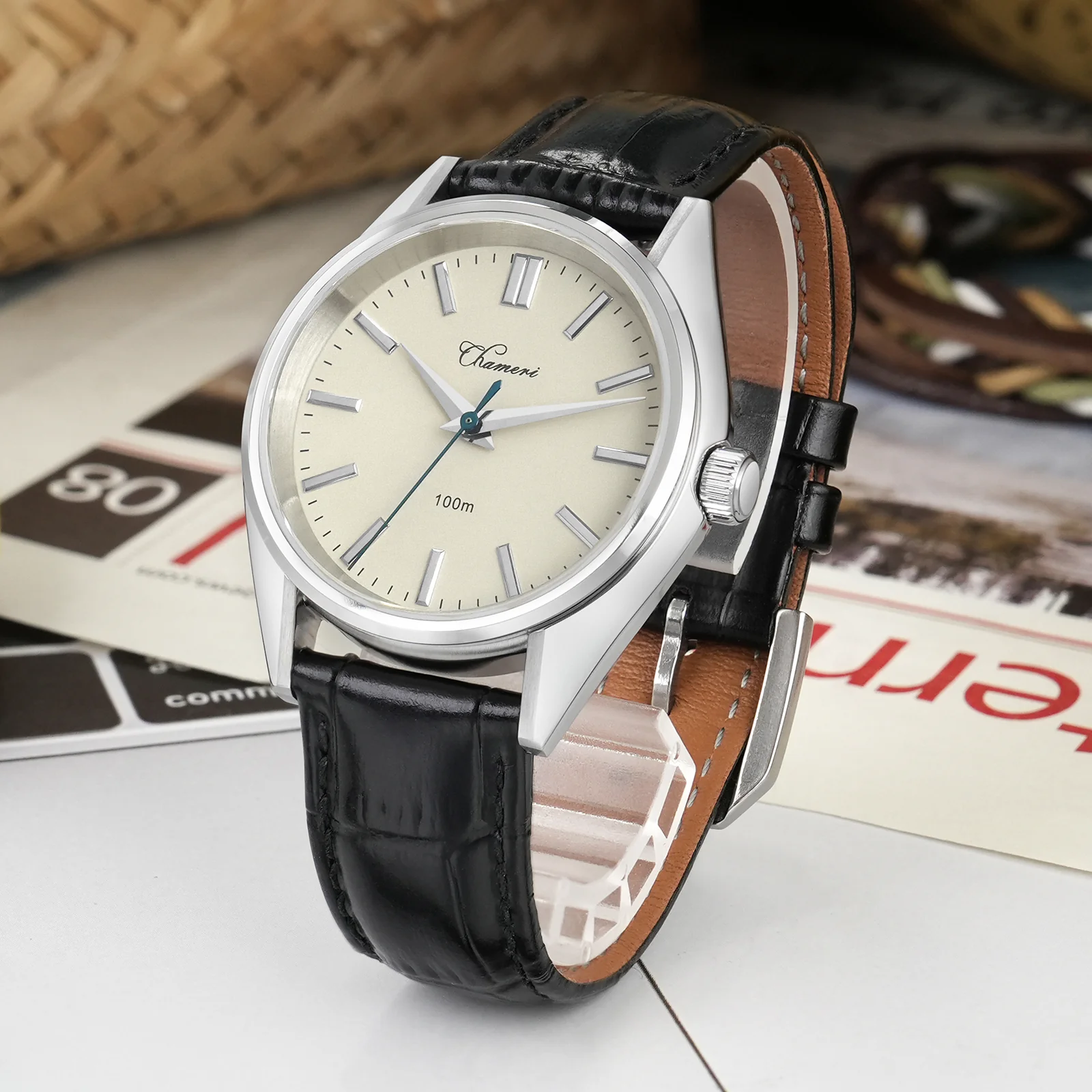 🔥Anniversary Sale🔥Chameri 37mm VH31 Sweep Second Quartz Watch GS04 - Image 5